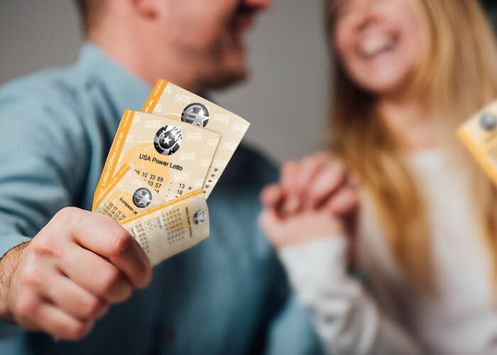 Couple with the lottery office tickets