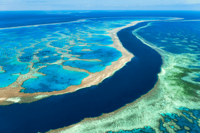 Great barrier reef from the air