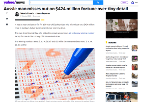 Aussie man misses out on $424 million fortune over tiny detail