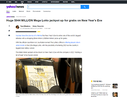 Huge $944 MILLION Mega Lotto jackpot up for grabs on New Year&#8217;s Eve